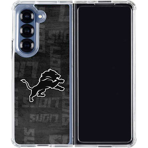 NFL Detroit Lions Black & White Galaxy Z Fold7 Clear Case