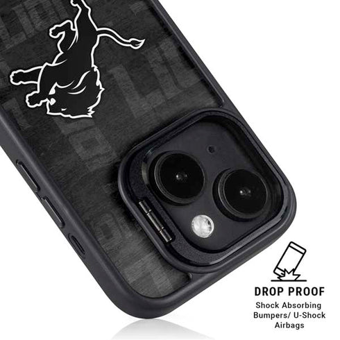 NFL Detroit Lions Black & White iPhone 15 Plus Kickstand Case