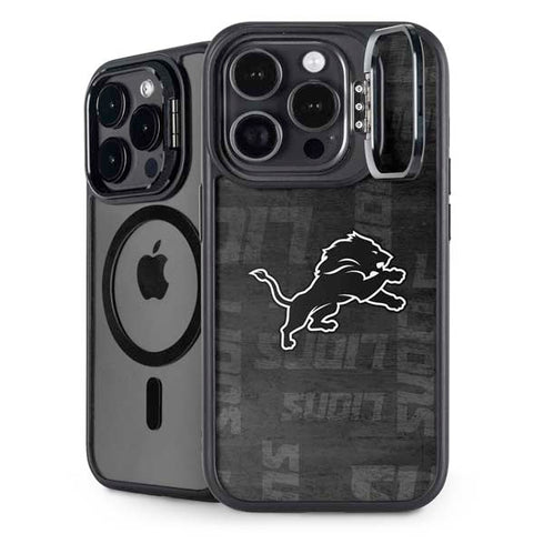 NFL Detroit Lions Black & White iPhone 15 Pro Max Kickstand Case