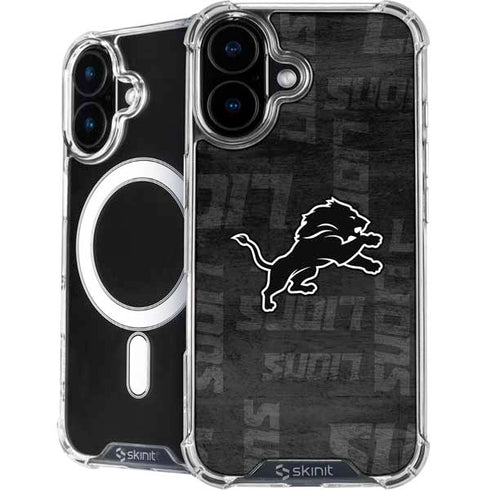 NFL Detroit Lions Black & White iPhone 16 MagSafe Case
