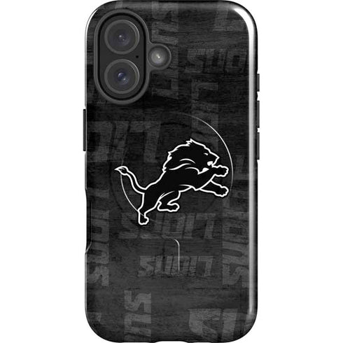 NFL Detroit Lions Black & White iPhone 16 Magsafe Impact Case