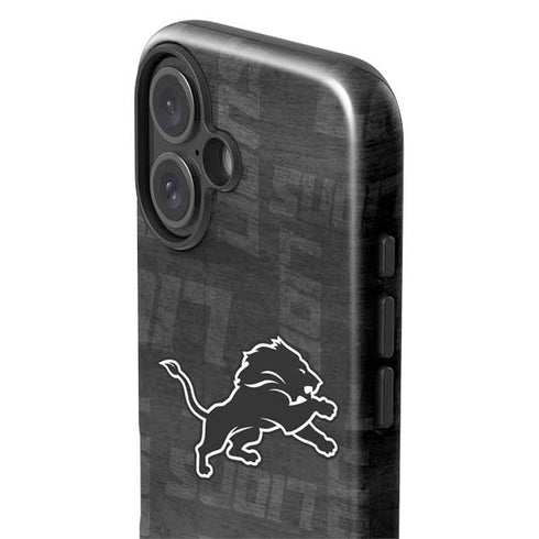 NFL Detroit Lions Black & White iPhone 16 Plus Impact Case