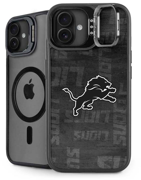 NFL Detroit Lions Black & White iPhone 16 Plus Kickstand Case