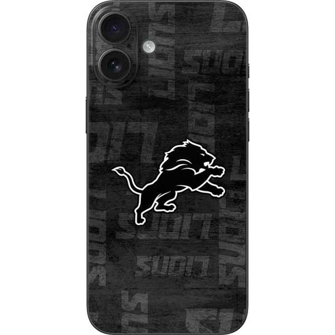 NFL Detroit Lions Black & White iPhone 16 Plus Skin