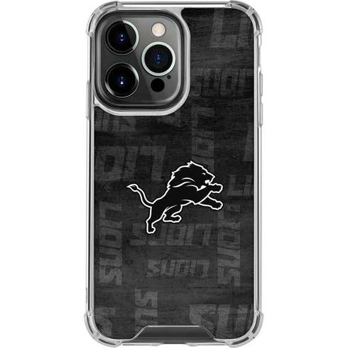 NFL Detroit Lions Black & White iPhone 16 Pro Clear Case