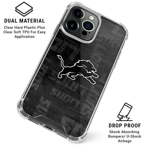 NFL Detroit Lions Black & White iPhone 16 Pro Max Clear Case