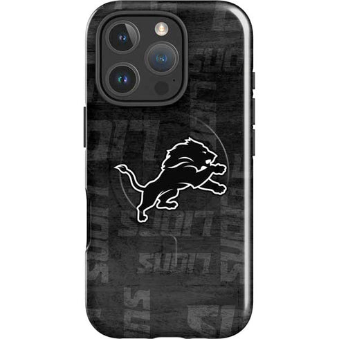 NFL Detroit Lions Black & White iPhone 16 Pro Max Magsafe Impact Case