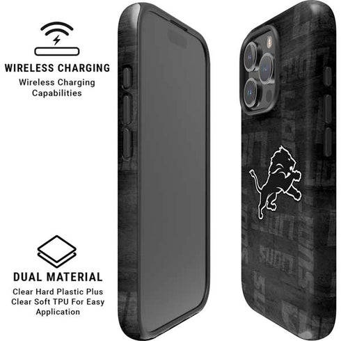 NFL Detroit Lions Black & White iPhone 16 Pro Max Magsafe Impact Case