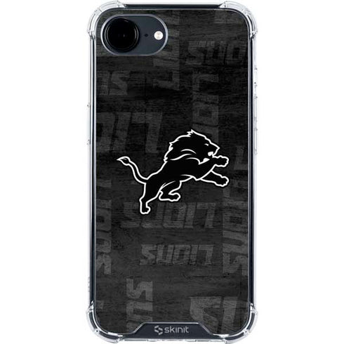 NFL Detroit Lions Black & White iPhone 16e Clear Case