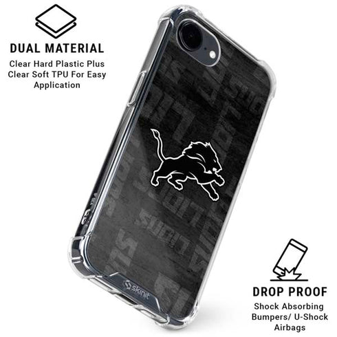 NFL Detroit Lions Black & White iPhone 16e Clear Case