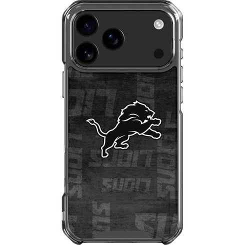 NFL Detroit Lions Black & White iPhone 17 Pro Max Clear Case