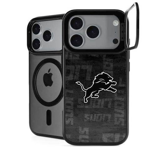 NFL Detroit Lions Black & White iPhone 17 Pro Max Kickstand Case