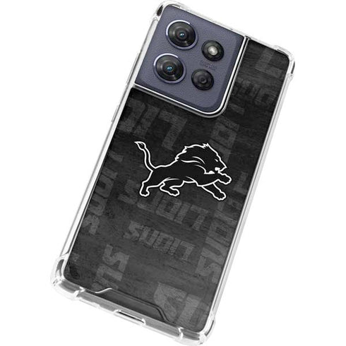 NFL Detroit Lions Black & White Moto G 5G (2025) Clear Case
