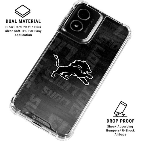 NFL Detroit Lions Black & White Moto G Power 5G (2024) Clear Case