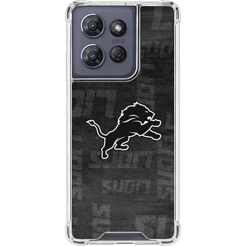 NFL Detroit Lions Black & White Moto G Stylus 5G (2025) Clear Case