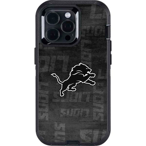 NFL Detroit Lions Black & White Otterbox Defender iPhone Skin
