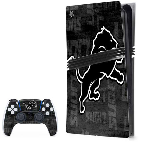 NFL Detroit Lions Black & White PS5 Pro Bundle Skin