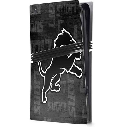 NFL Detroit Lions Black & White PS5 Pro Console Skin