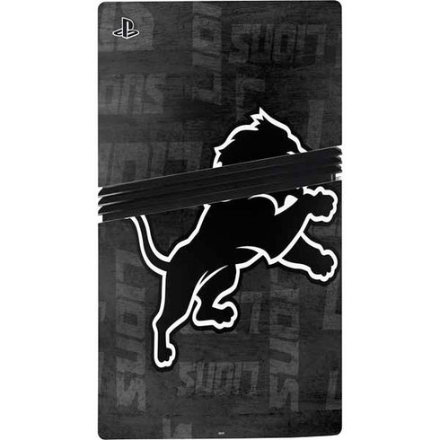 NFL Detroit Lions Black & White PS5 Pro Disk Console Skin