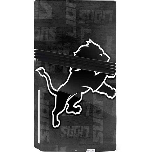 NFL Detroit Lions Black & White PS5 Pro Disk Console Skin
