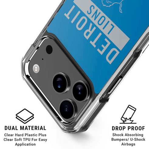 NFL Detroit Lions Blue Performance Series iPhone 18 Pro Clear Case