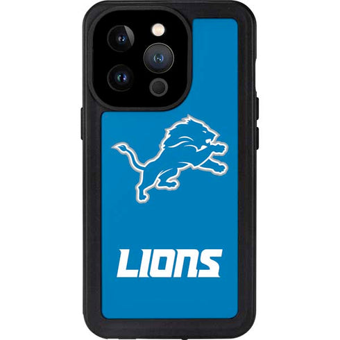 NFL Detroit Lions Distressed iPhone 15 Pro Waterproof Case