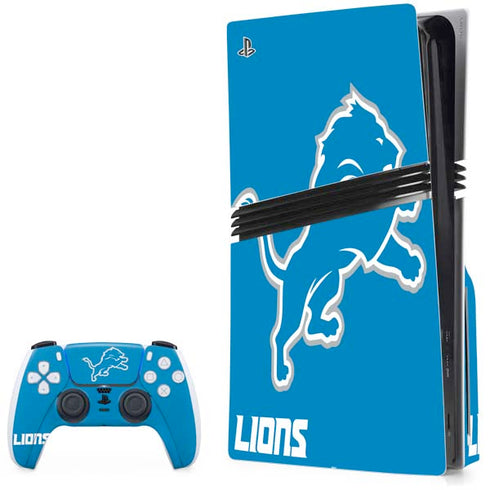 NFL Detroit Lions Distressed PS5 Pro Disk Bundle Skin