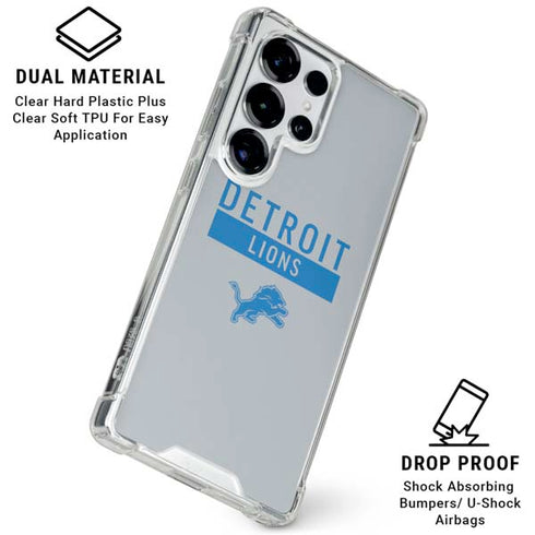 NFL Detroit Lions Grey Performance Series Galaxy S25 Ultra Clear Case