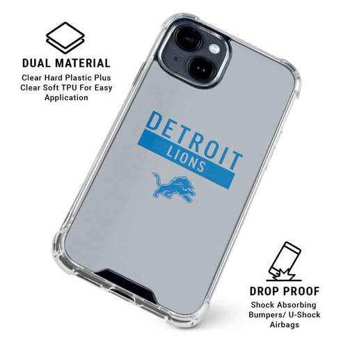 NFL Detroit Lions Grey Performance Series iPhone 15 Clear Case