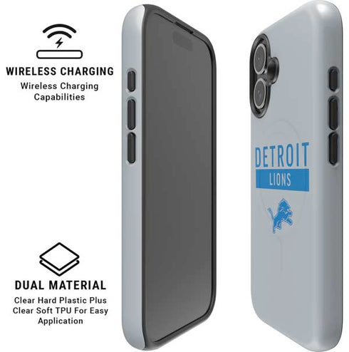 NFL Detroit Lions Grey Performance Series iPhone 16 Magsafe Impact Case