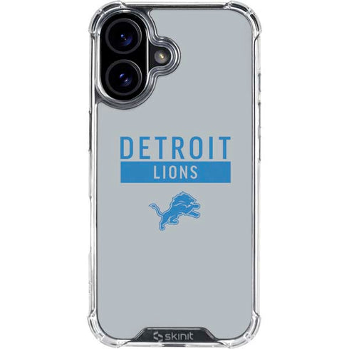 NFL Detroit Lions Grey Performance Series iPhone 16 Plus Clear Case