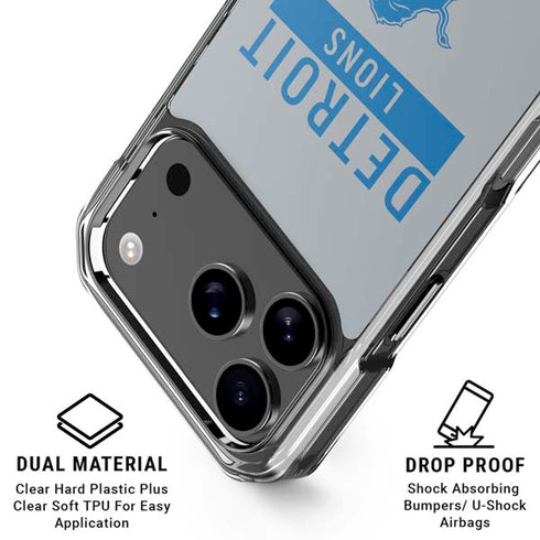 NFL Detroit Lions Grey Performance Series iPhone 18 Pro Clear Case
