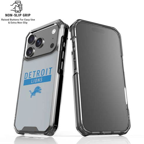 NFL Detroit Lions Grey Performance Series iPhone 18 Pro Clear Case