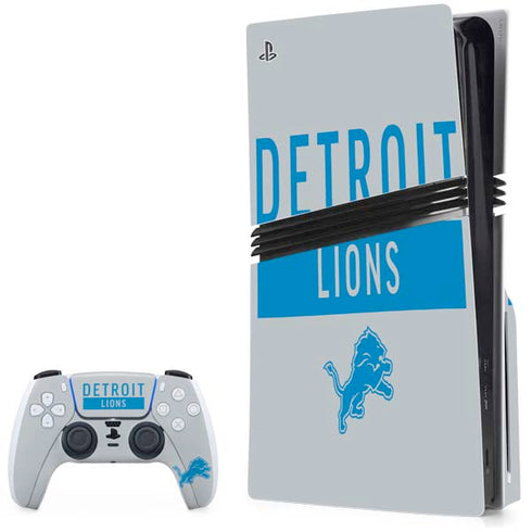 NFL Detroit Lions Grey Performance Series PS5 Pro Disk Bundle Skin