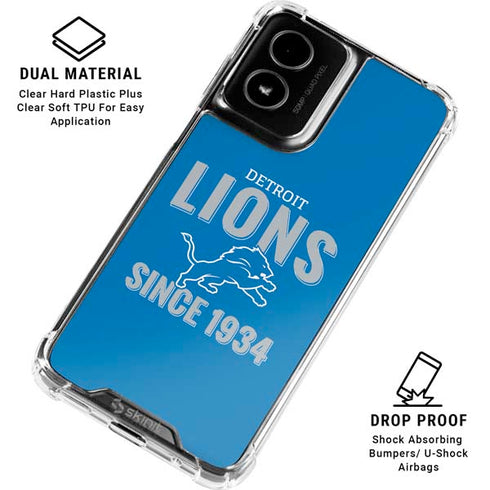 NFL Detroit Lions Helmet Moto G Power 5G (2024) Clear Case