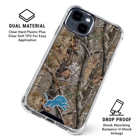 NFL Detroit Lions Realtree AP Camo iPhone 15 Clear Case