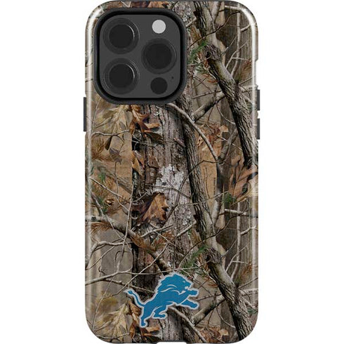 NFL Detroit Lions Realtree AP Camo iPhone 15 Pro Impact Case