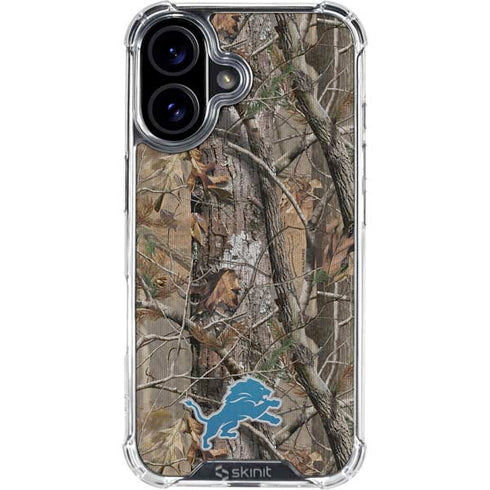 NFL Detroit Lions Realtree AP Camo iPhone 16 Plus Clear Case