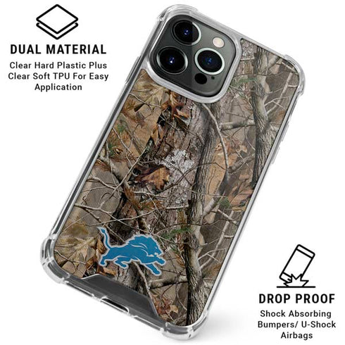 NFL Detroit Lions Realtree AP Camo iPhone 16 Pro Clear Case