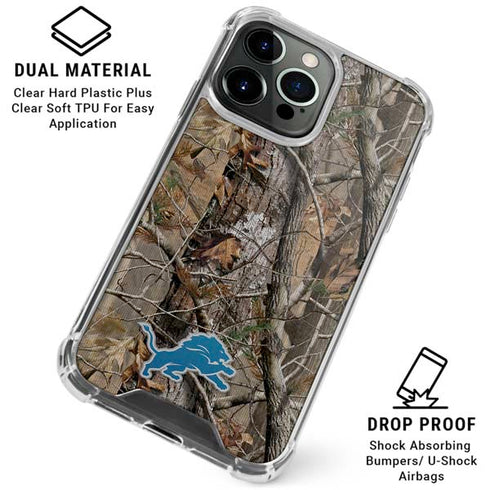 NFL Detroit Lions Realtree AP Camo iPhone 16 Pro Max Clear Case