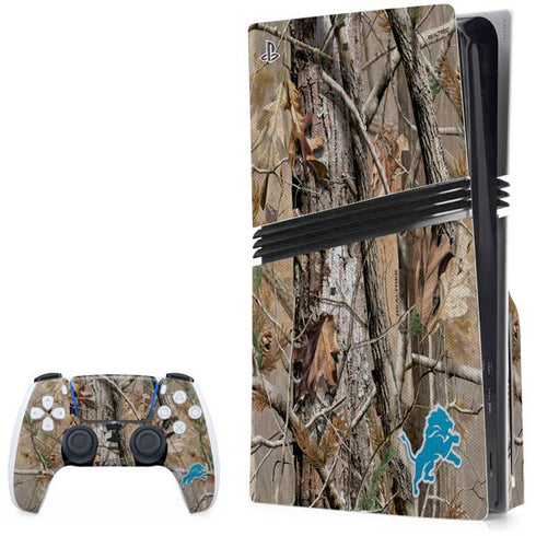 NFL Detroit Lions Realtree AP Camo PS5 Pro Disk Bundle Skin