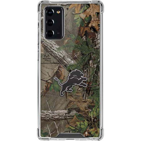 NFL Detroit Lions Realtree Xtra Green Camo Galaxy Note20 5G Clear Case