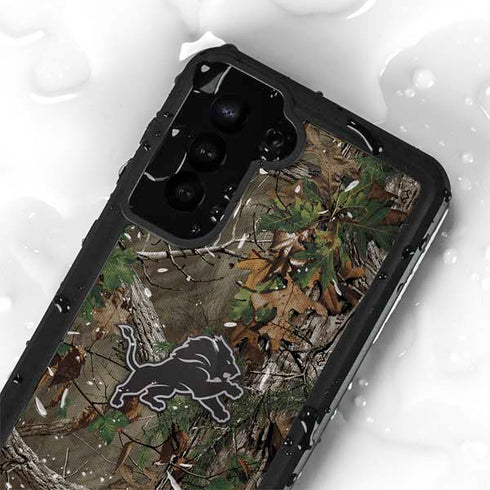 NFL Detroit Lions Realtree Xtra Green Camo Galaxy S24 Plus Waterproof Case