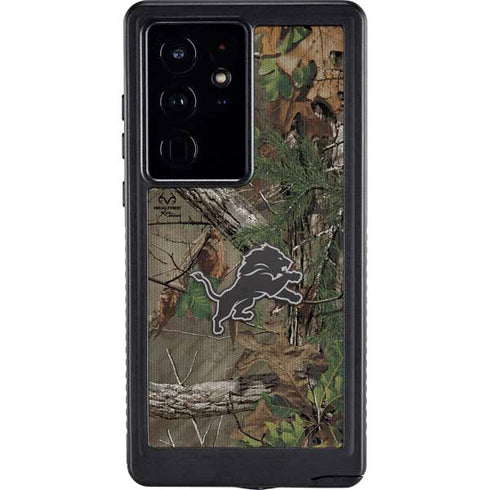 NFL Detroit Lions Realtree Xtra Green Camo Galaxy S24 Ultra Waterproof Case