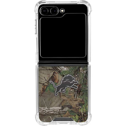 NFL Detroit Lions Realtree Xtra Green Camo Galaxy Z Flip6 Clear Case
