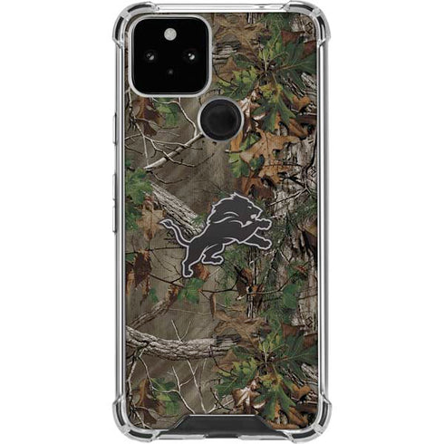 NFL Detroit Lions Realtree Xtra Green Camo Google Pixel 5 Clear Case
