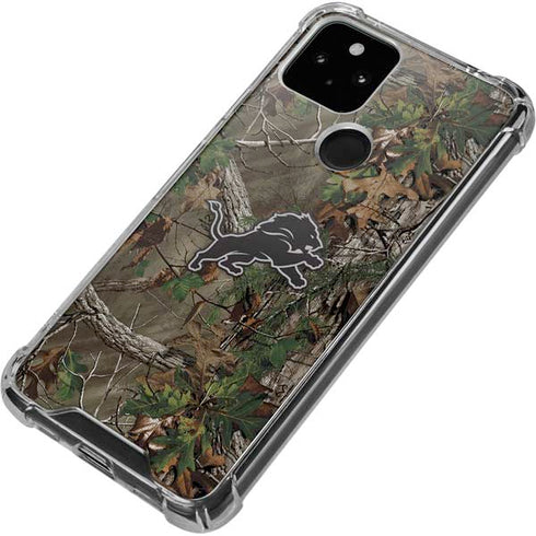 NFL Detroit Lions Realtree Xtra Green Camo Google Pixel 5 Clear Case