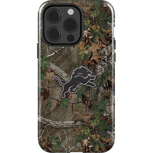 NFL Detroit Lions Realtree Xtra Green Camo iPhone 15 Pro Impact Case
