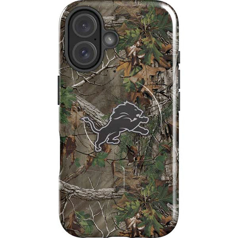 NFL Detroit Lions Realtree Xtra Green Camo iPhone 16 Plus Magsafe Impact Case