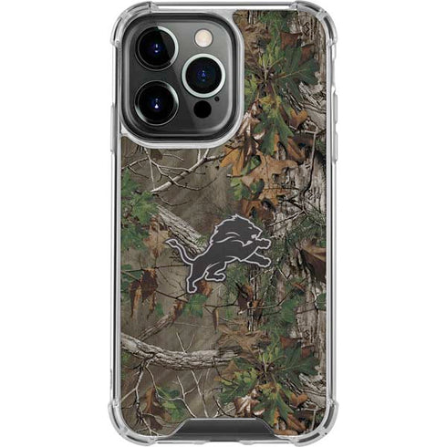 NFL Detroit Lions Realtree Xtra Green Camo iPhone 16 Pro Clear Case